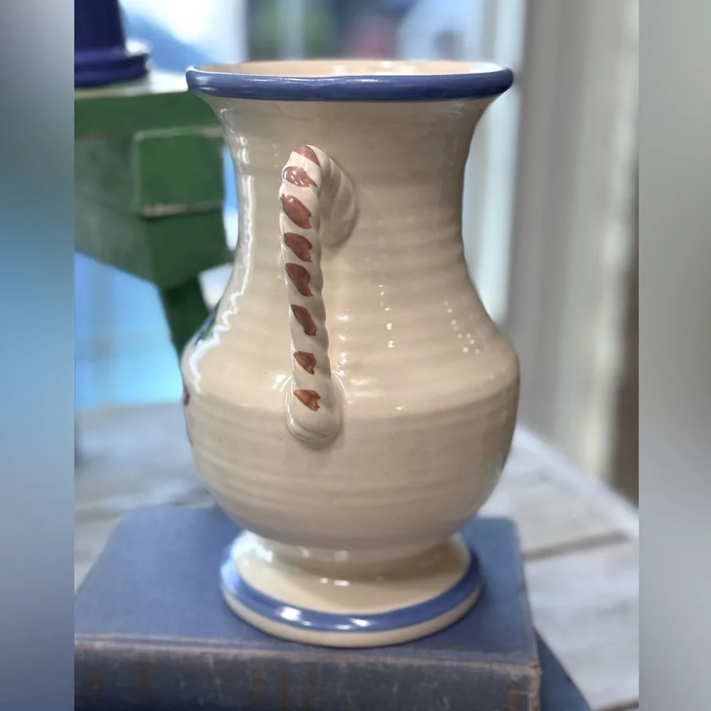 Antique Roseville Pottery Vase. 8.5” Old Colony. Vintage 1940s. Floral EUC